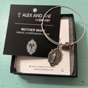 Alex and Ani Silver Mother Mary Charm Bangle